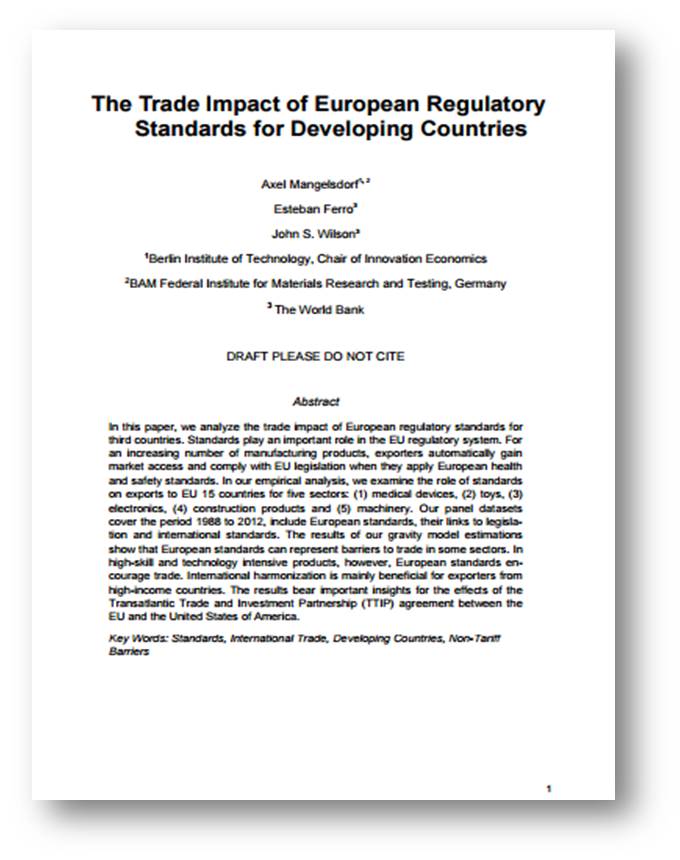 The Trade Impact of European Regulatory Standards for Developing Countries