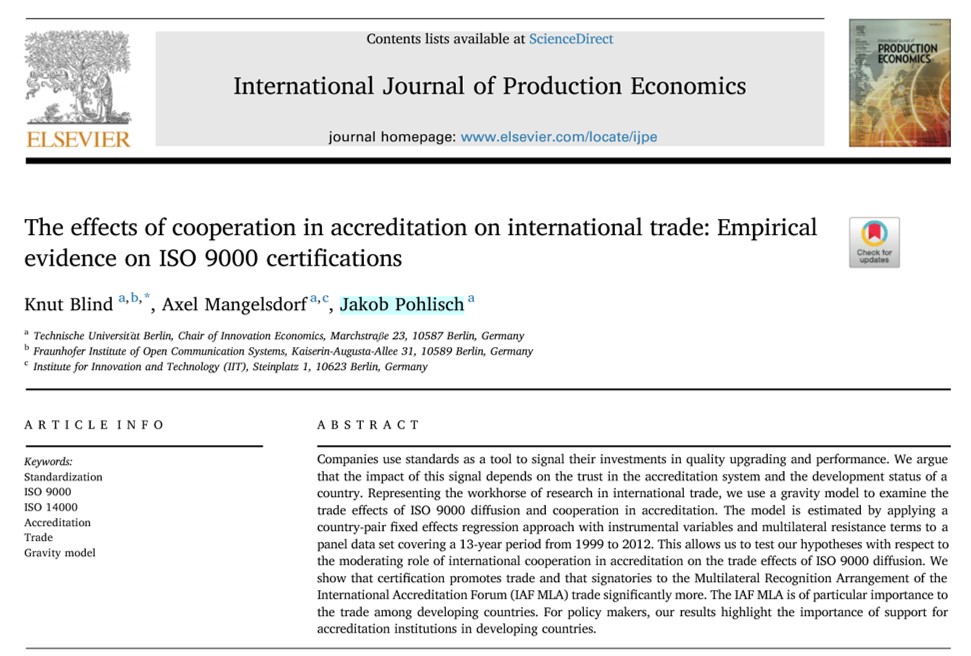 The effects of cooperation in accreditation on international trade: Empirical evidence on ISO 9000 certifications (January 2018)